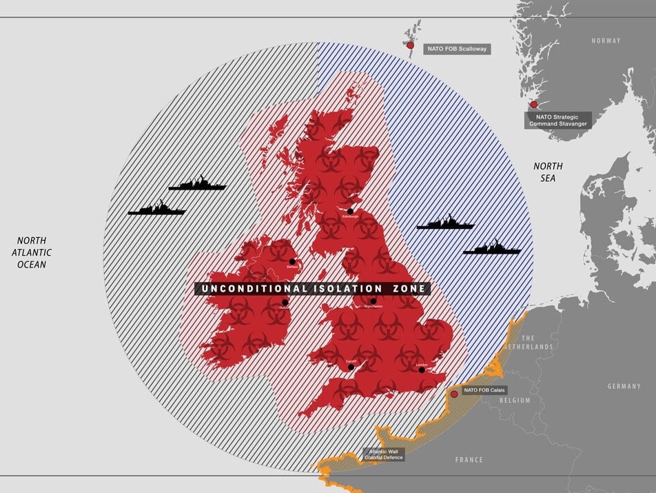 Element from 28 Years Later: Rageleaks ARG showing a map of the British Isles inside an 