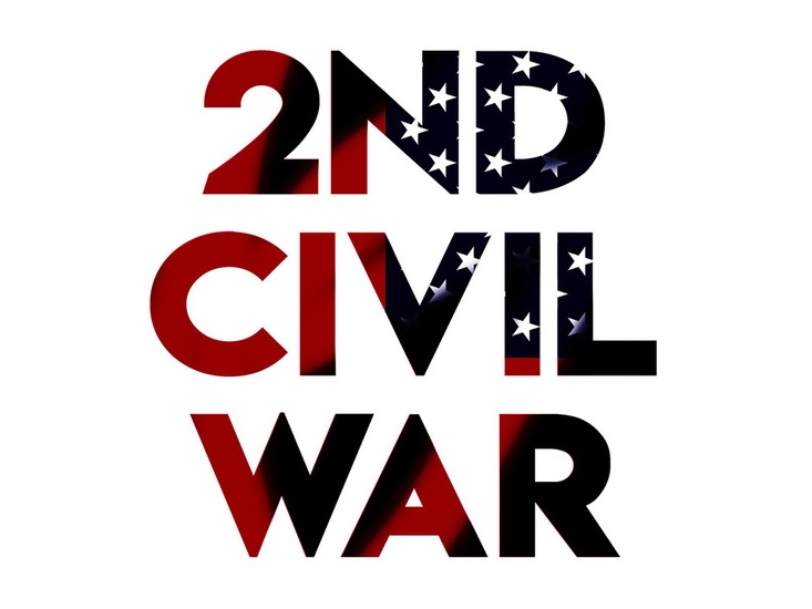Title card for 2nd Civil War VR, on a white background with the title spelled out through American flag imagery.